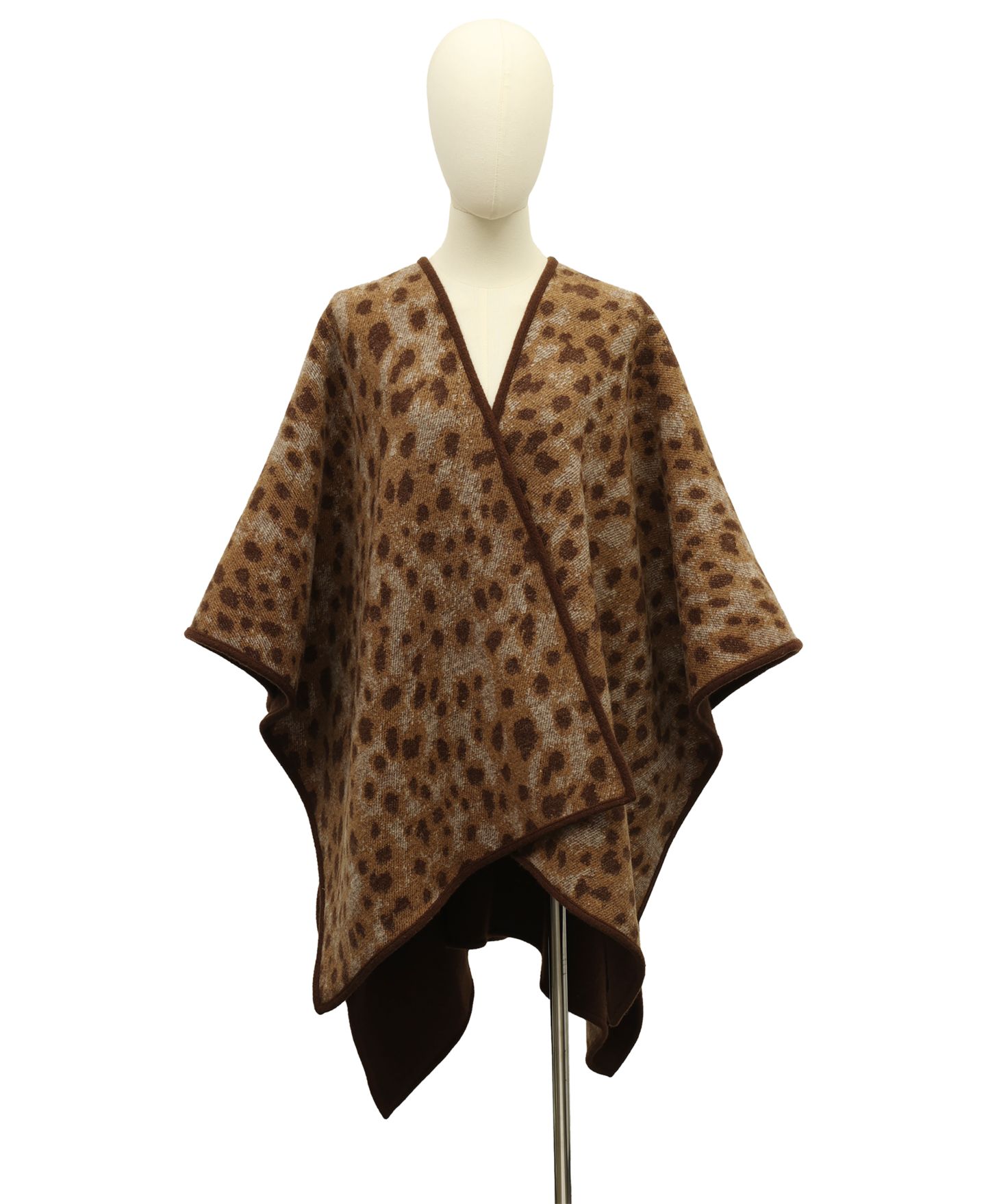 Женские аксессуары Michael Kors Double-Face Leopard-Print Hooded Ruana Wrap, цвет: Шоколадный — фото 4
