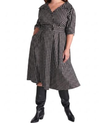 Plus Size Samia Faux Wrap Cotton Poplin Dress