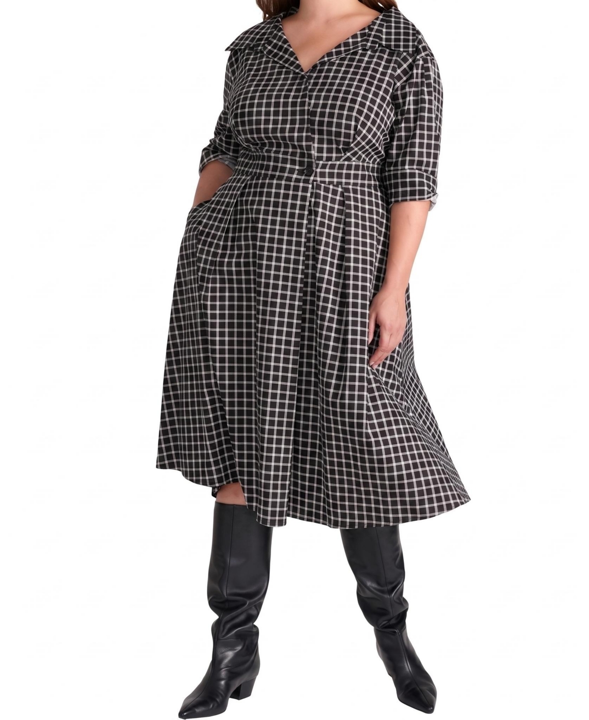 Universal Standard Plus Samia Faux Wrap Cotton Poplin Dress