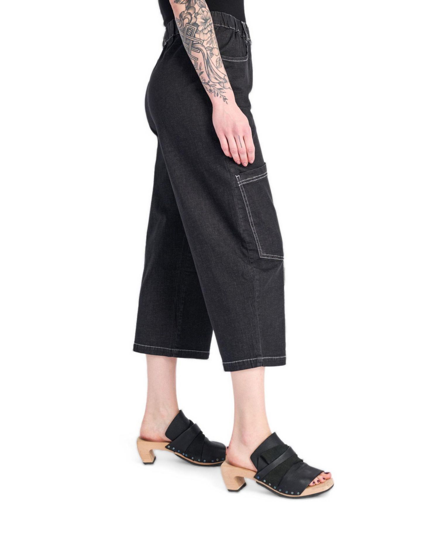 Women's Palma High-Waisted Cropped Wide-Leg Denim Capri Pants