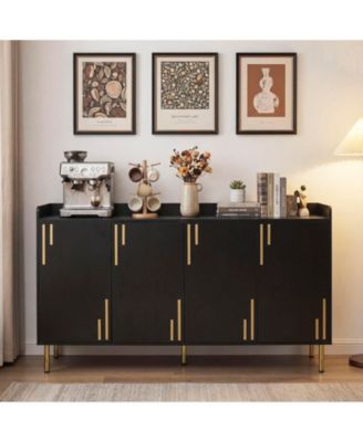 Buffet Cabinet, 55" Long Sideboard with 4 Doors, 5 Metal Legs for Living Room