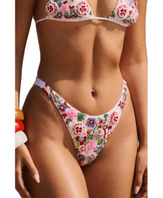 Women's Fleur 3D Hand-Beaded Floral Cheeky Bikini Bottom