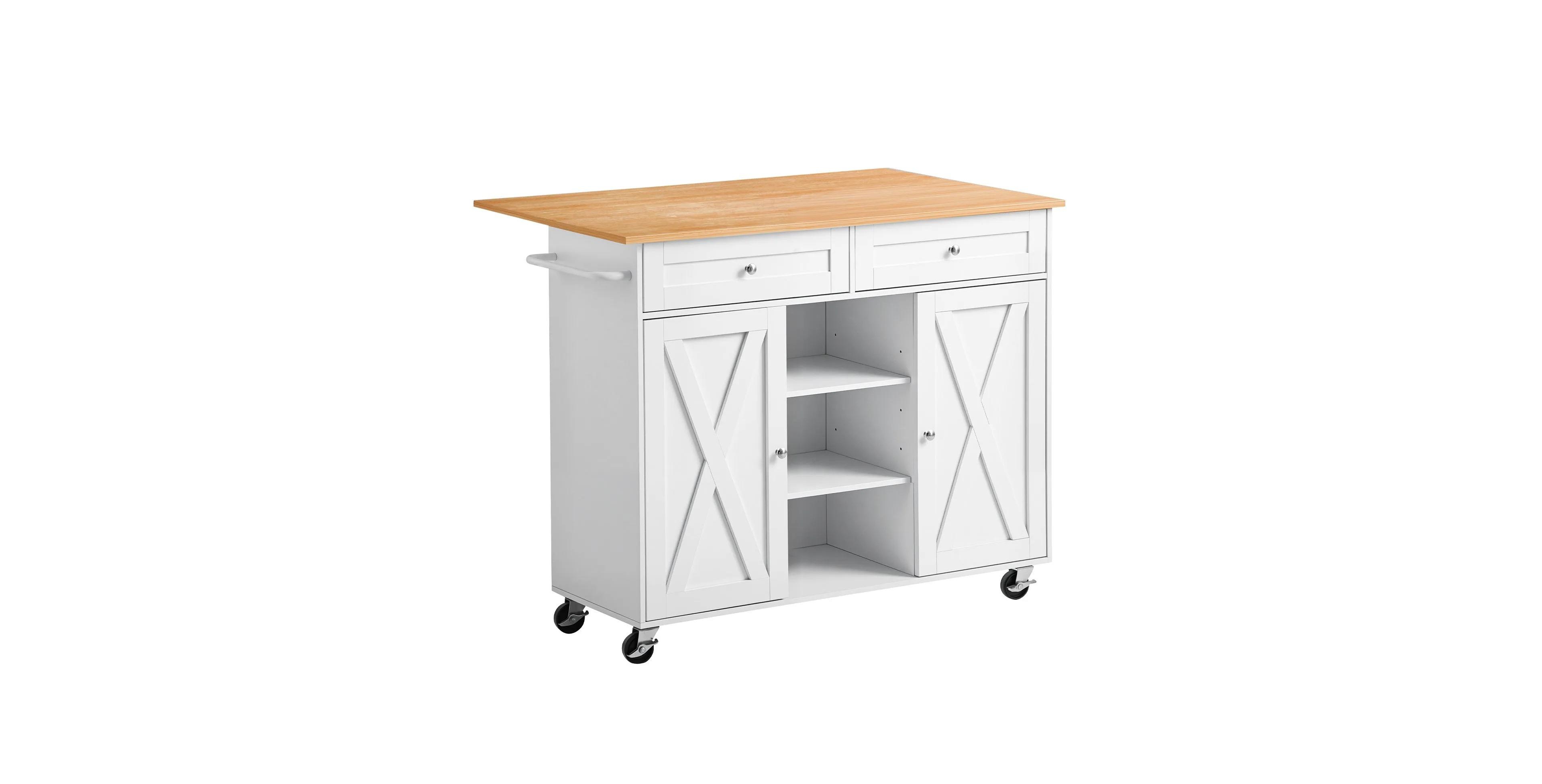Gouun Mobile Kitchen Island Cart with Drop-Leaf Table Top