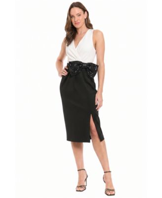 Women's Halter Side Bow Sequin Midi Dress