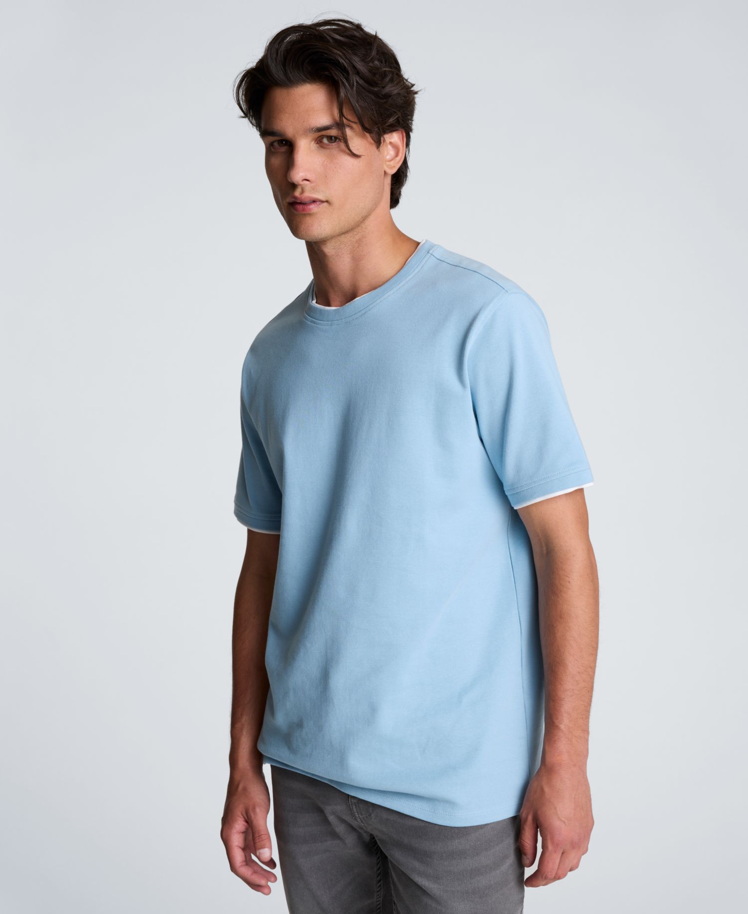 Men's Double Collar Classic-Fit Crewneck T-Shirt