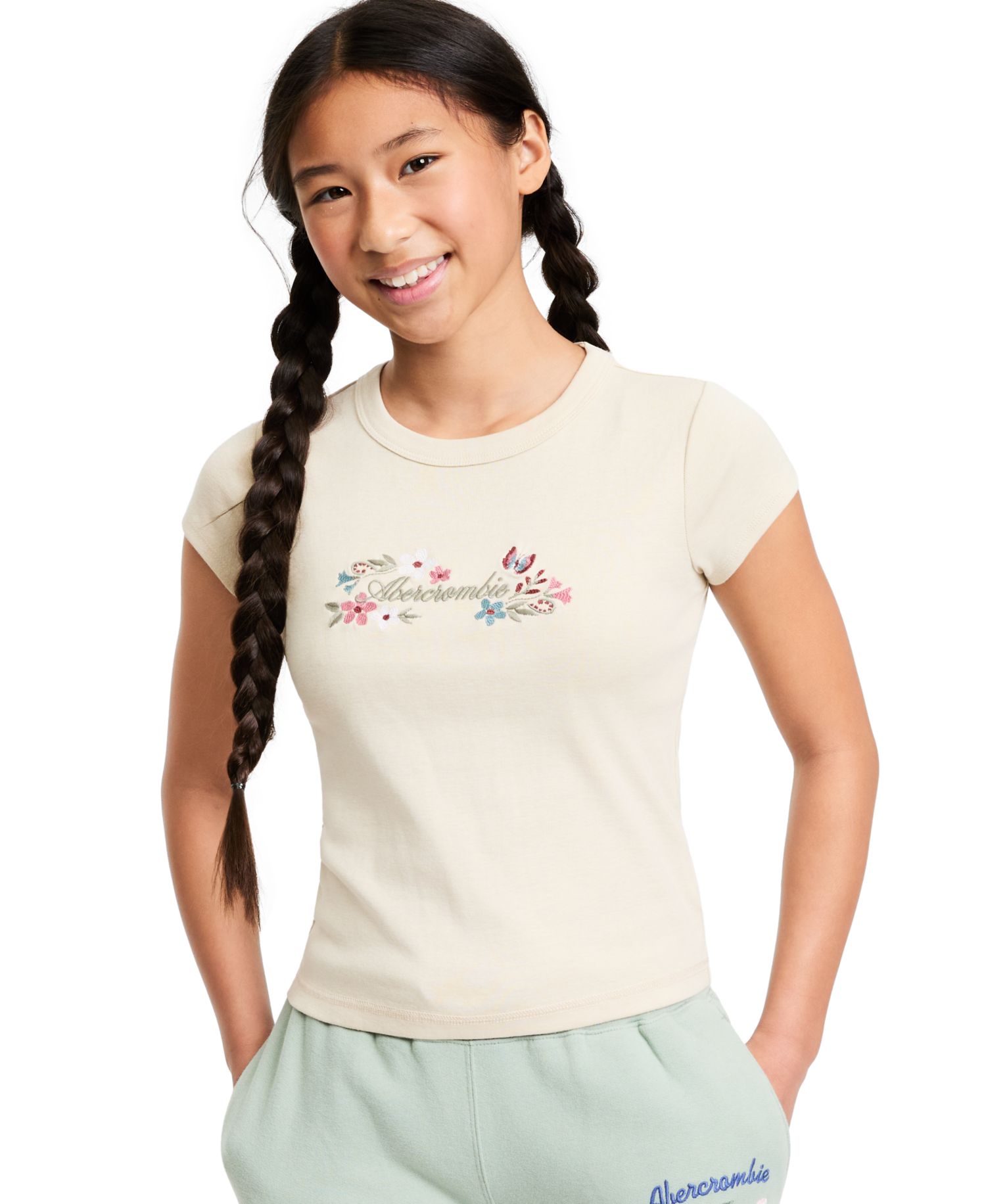 Girls' 5-18 Floral Logo Baby T-Shirt