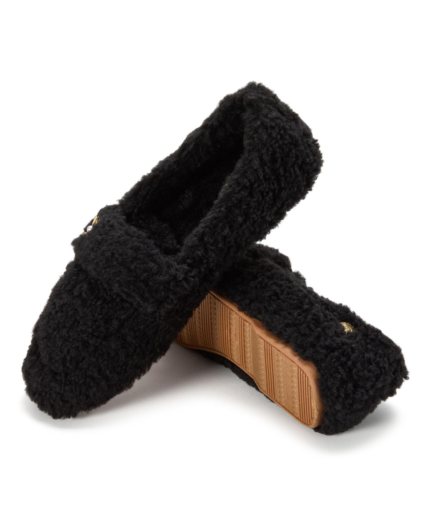 Женские туфли Dearfoams Madeline Luxe Teddy Loafer, цвет: Чёрный — фото 7