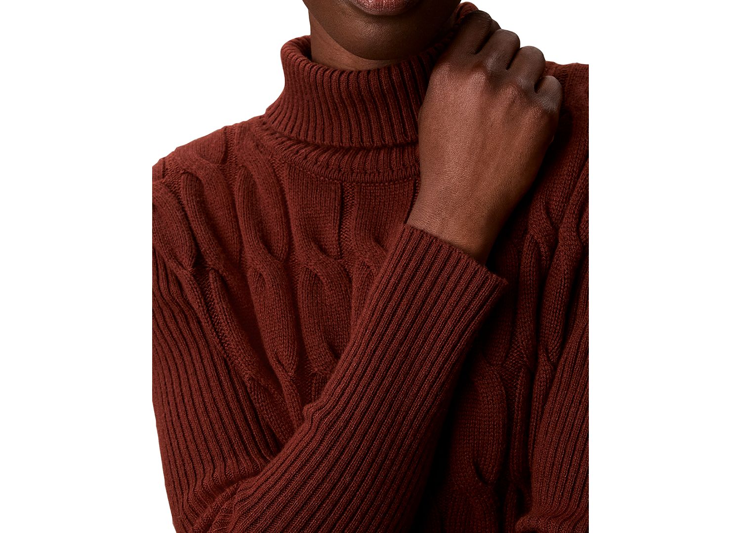 Women's Lux Cable Knit Wool-Blend Turtleneck Sweater