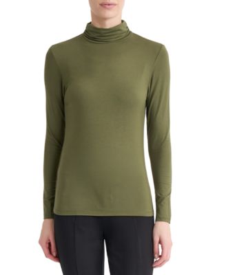 Women's Shirred Pullover Turtleneck Top
