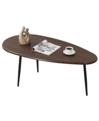 Oval Mid-Century Coffee Table and Sturdy Metal Frame