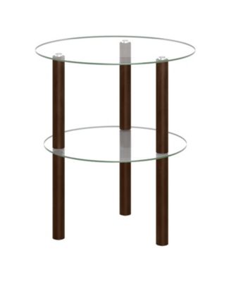 24.5-Inch Round Glass End Table and Open Storage Shelf