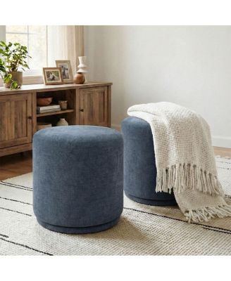 18.5" Swivel Ottoman Footstools Set of 2, Round Accent Stools, 360-Degree Swivel Vanity Stools