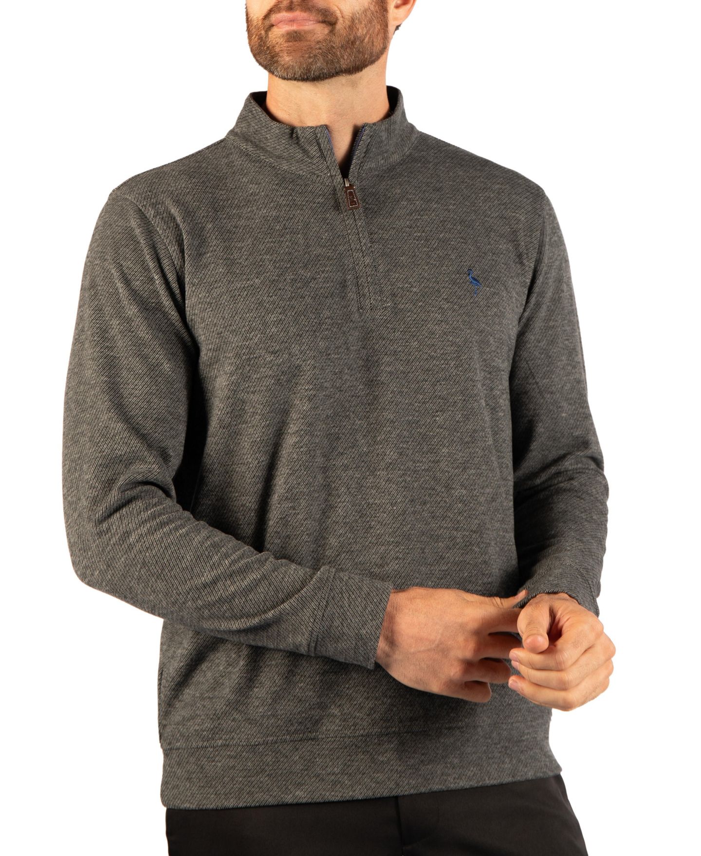 Мужской свитер Tailorbyrd Brushed Melange Twill Quarter Zip, цвет: Тёмный серый — фото 3