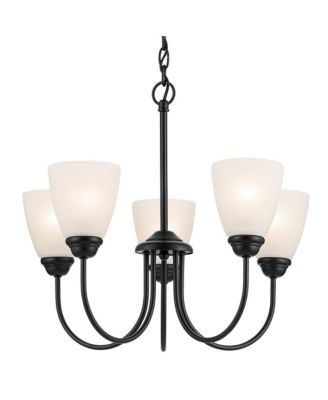 Jolie 18.5-in 5-Light Chandelier with Satin Etched Glass in Black