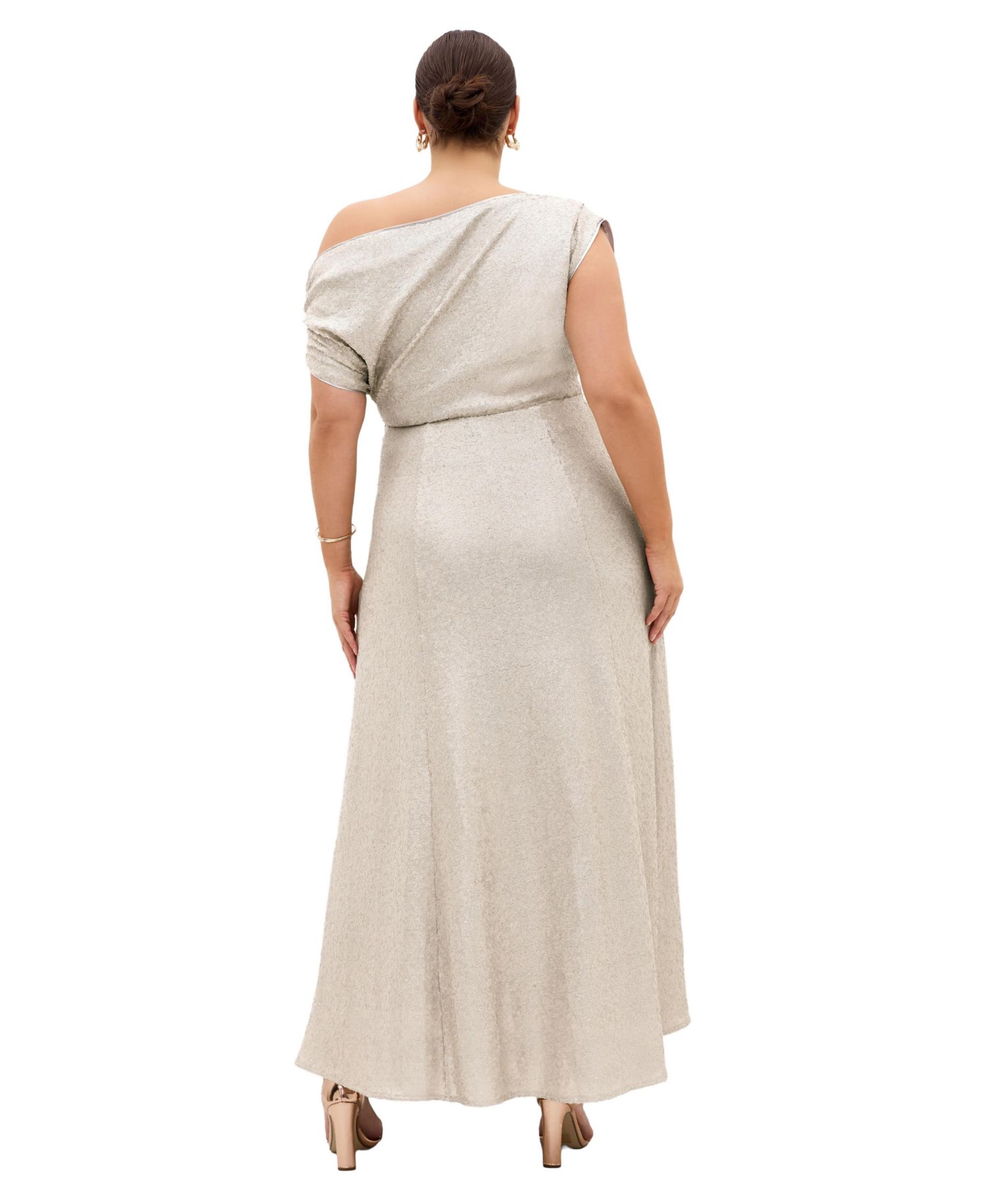 Plus Size Sequin Off-Shoulder Maxi Dress