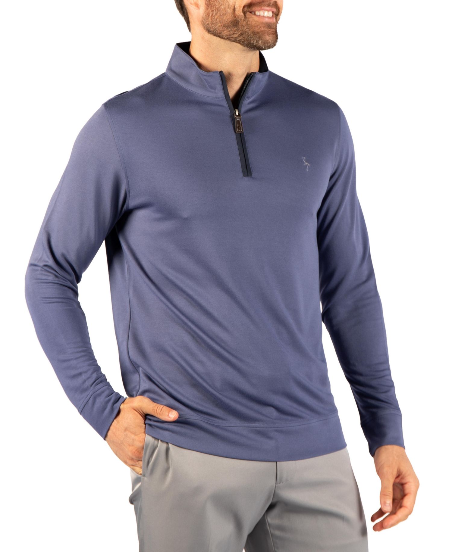 Men's Modal Quarter Zip with Contrast Tipping Sweater