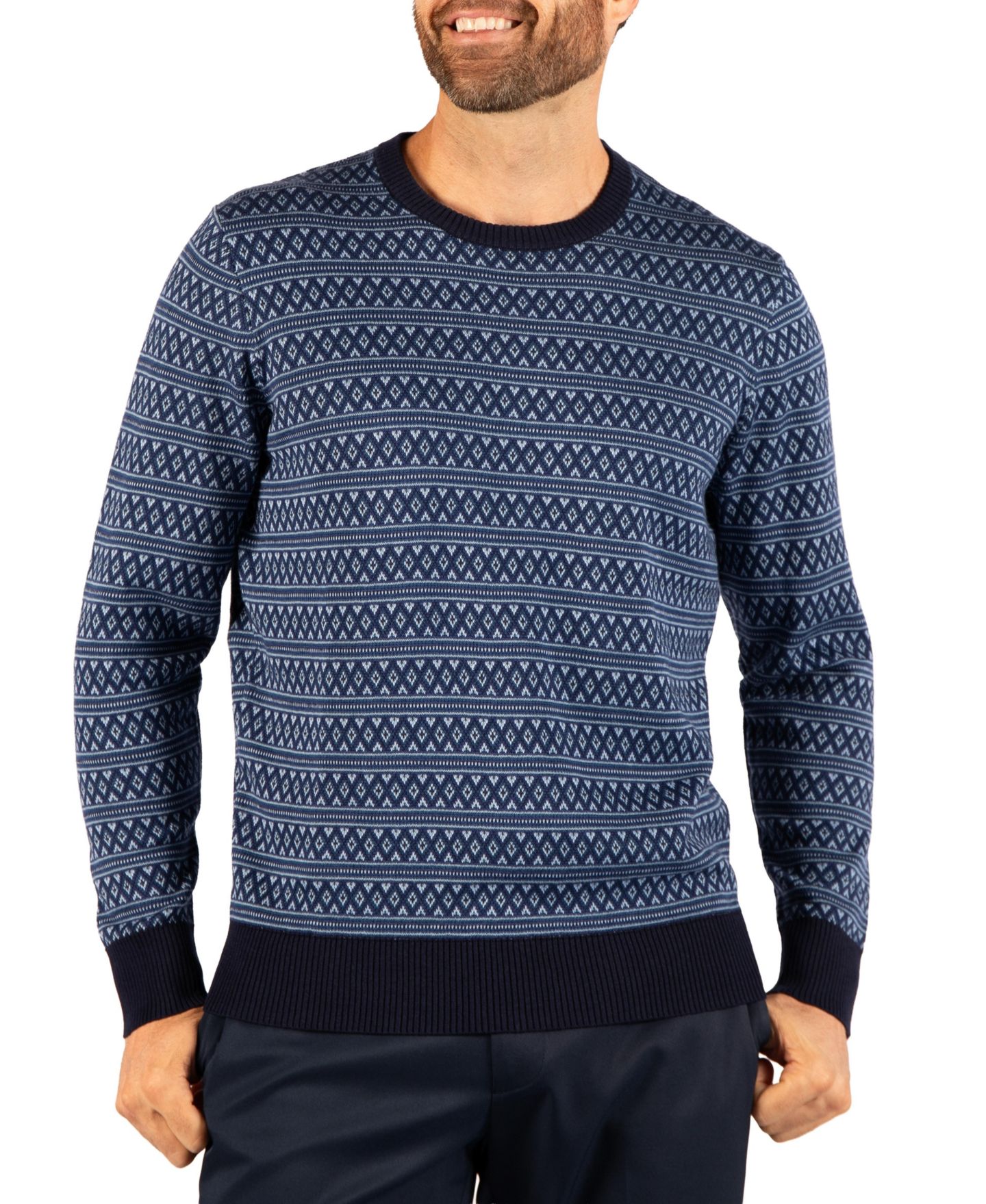 Мужской свитер Tailorbyrd Fairisle Crew Neck, цвет: Джинсовый — фото 3
