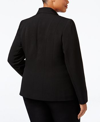KASPER Womens Black Embellished Blazer Jacket Plus Size: 1X