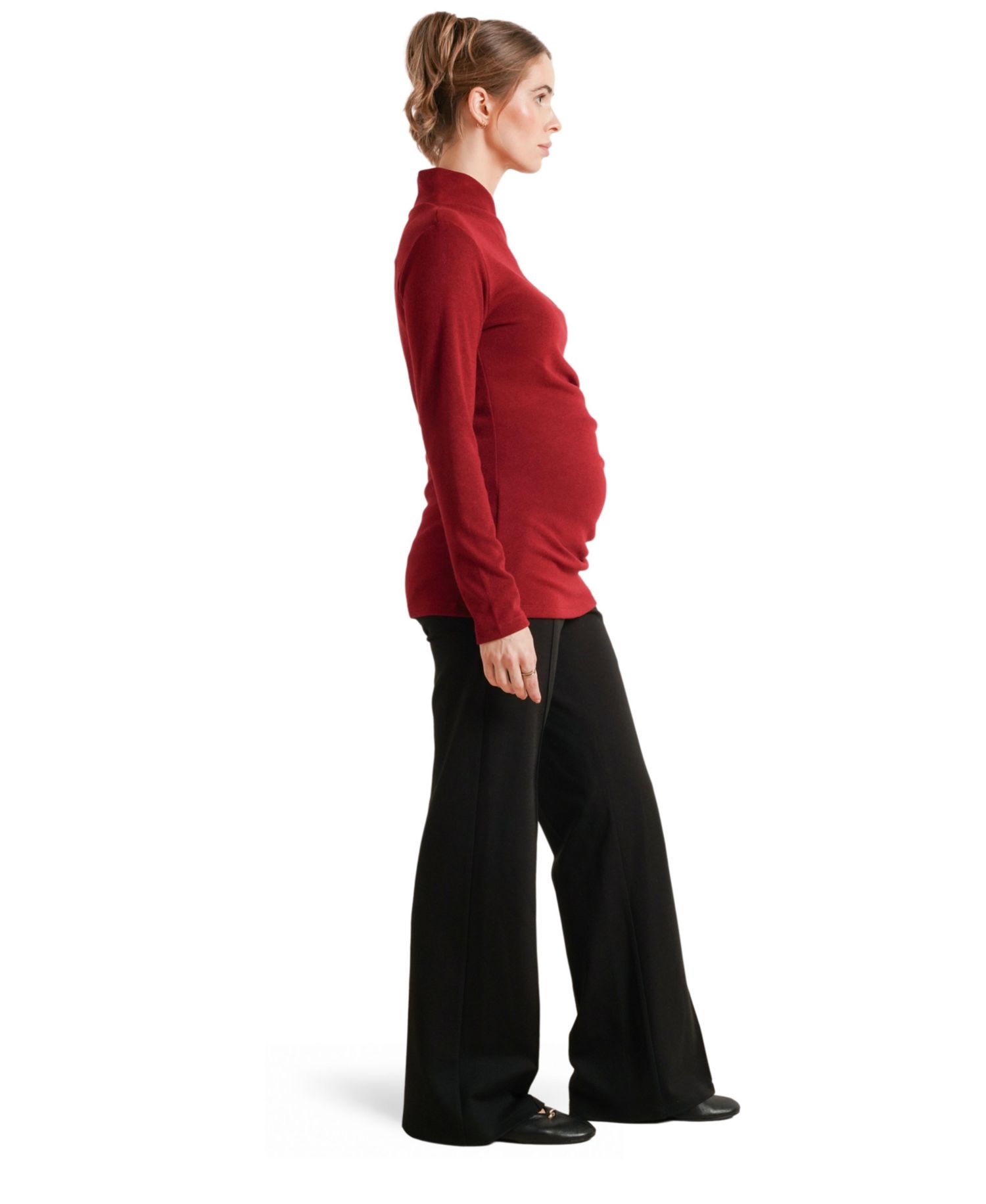 Claire Asymmetric-Neckline Long-Sleeve Ruched Sweater