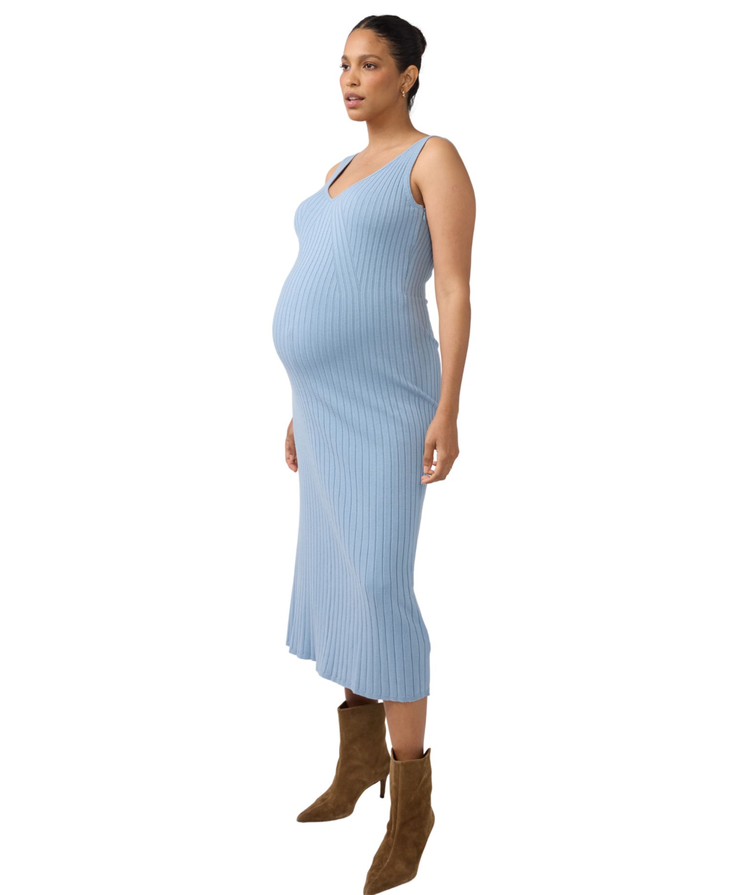 Maternity Nursing Ribbed Midi Dress
