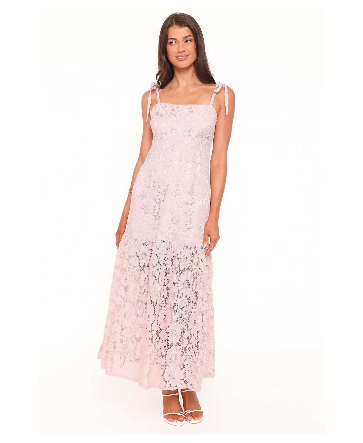 Женское платье Petal and Pup Nicolette Lace Floral Square Neck Maxi, цвет: Розовый — фото 1