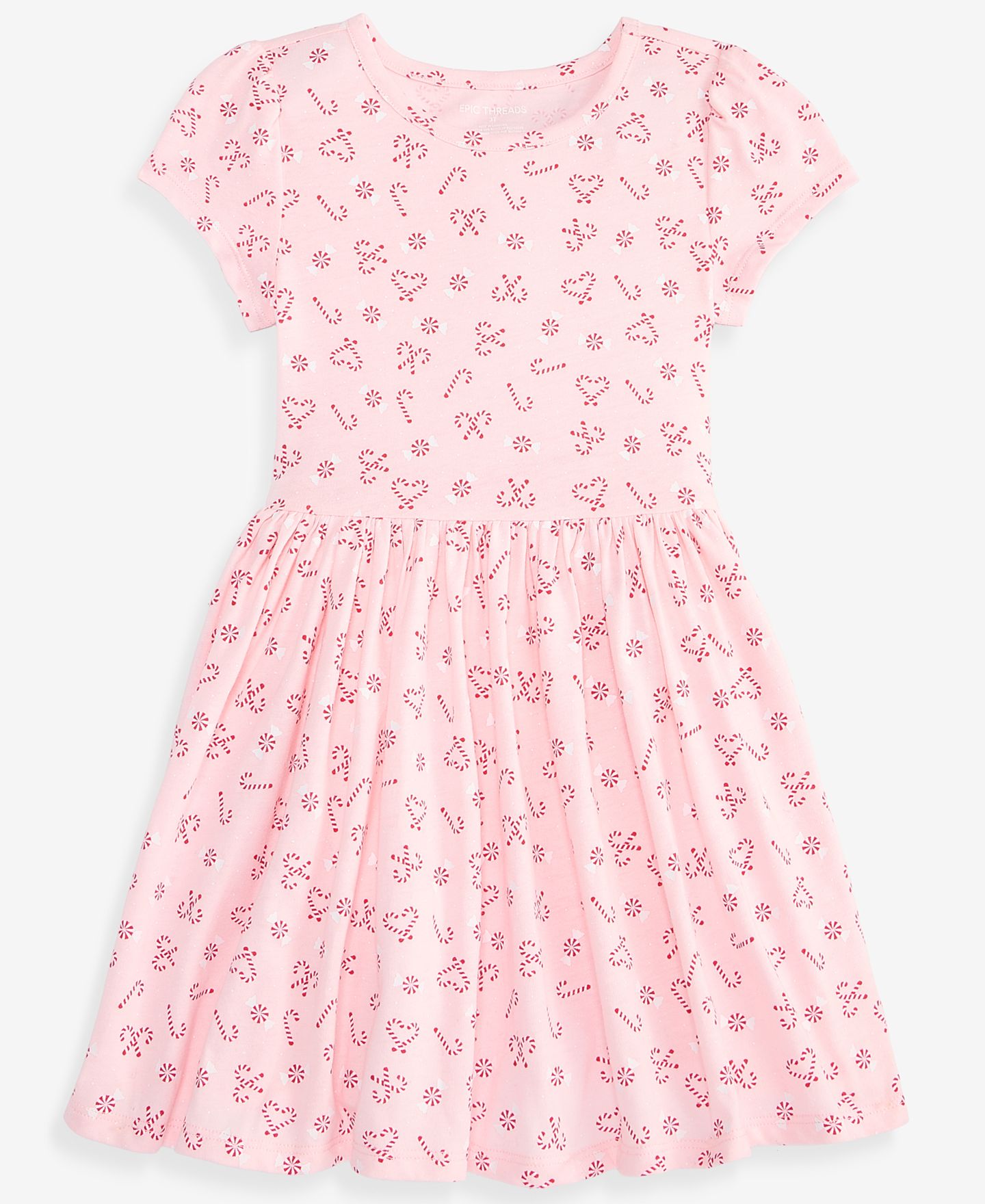 Платье Epic Threads Tossed Candy Cane A-Line Short-Sleeve Dress для девочек-малышей, цвет: Розовый — фото 2