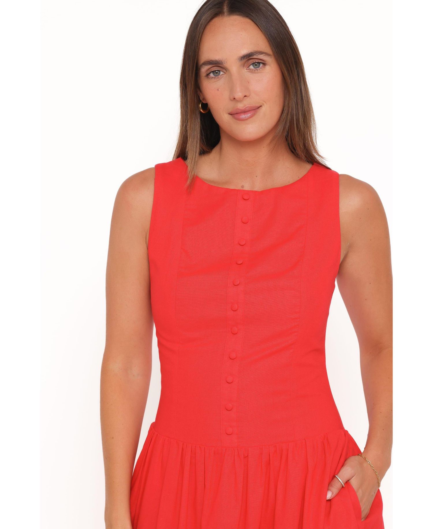 Women's Evie Drop-Waist Boat-Neckline A-Line Dress