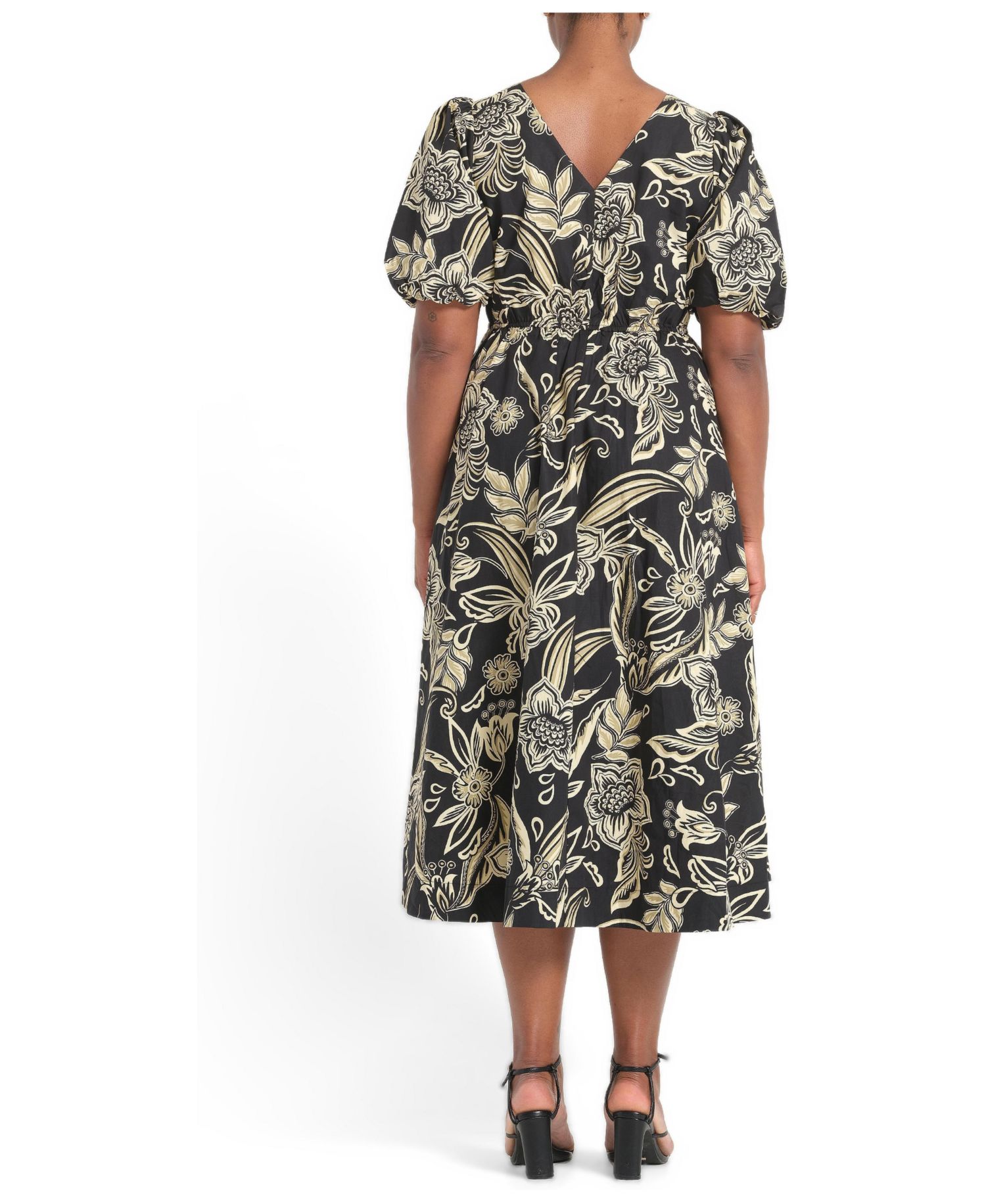 Plus Size Kelsie Empire-Waist Floral-Print Midi Dress