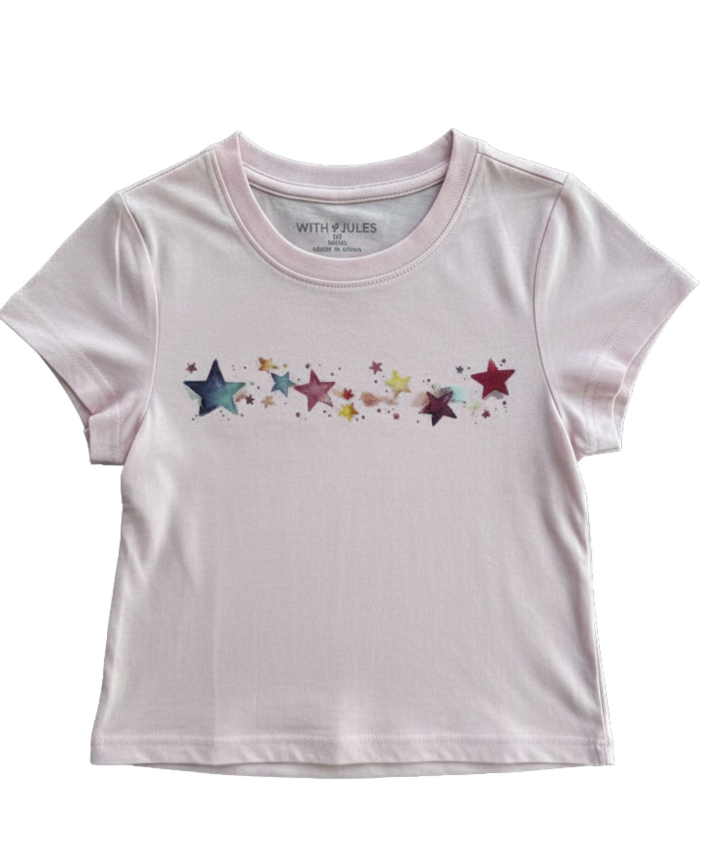 Футболка With Jules Mini Stars Graphic T-Shirt для девочек, цвет: Светлый пастельный розовый — фото 1