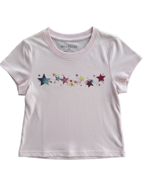 Футболка With Jules Mini Stars Graphic T-Shirt для девочек, цвет: Светлый пастельный розовый