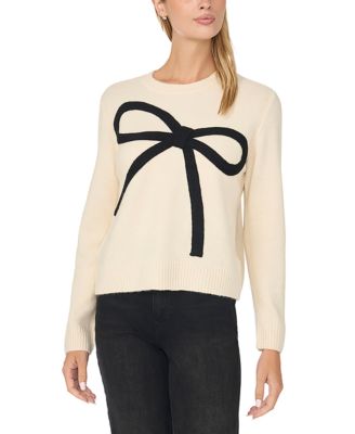 Women's Contrast Bow Long Sleeve Sweater