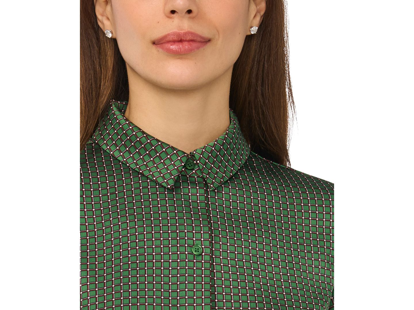 Женская блузка CeCe Long-Sleeve Satin Collared Blouse, цвет: Juniper — фото 2