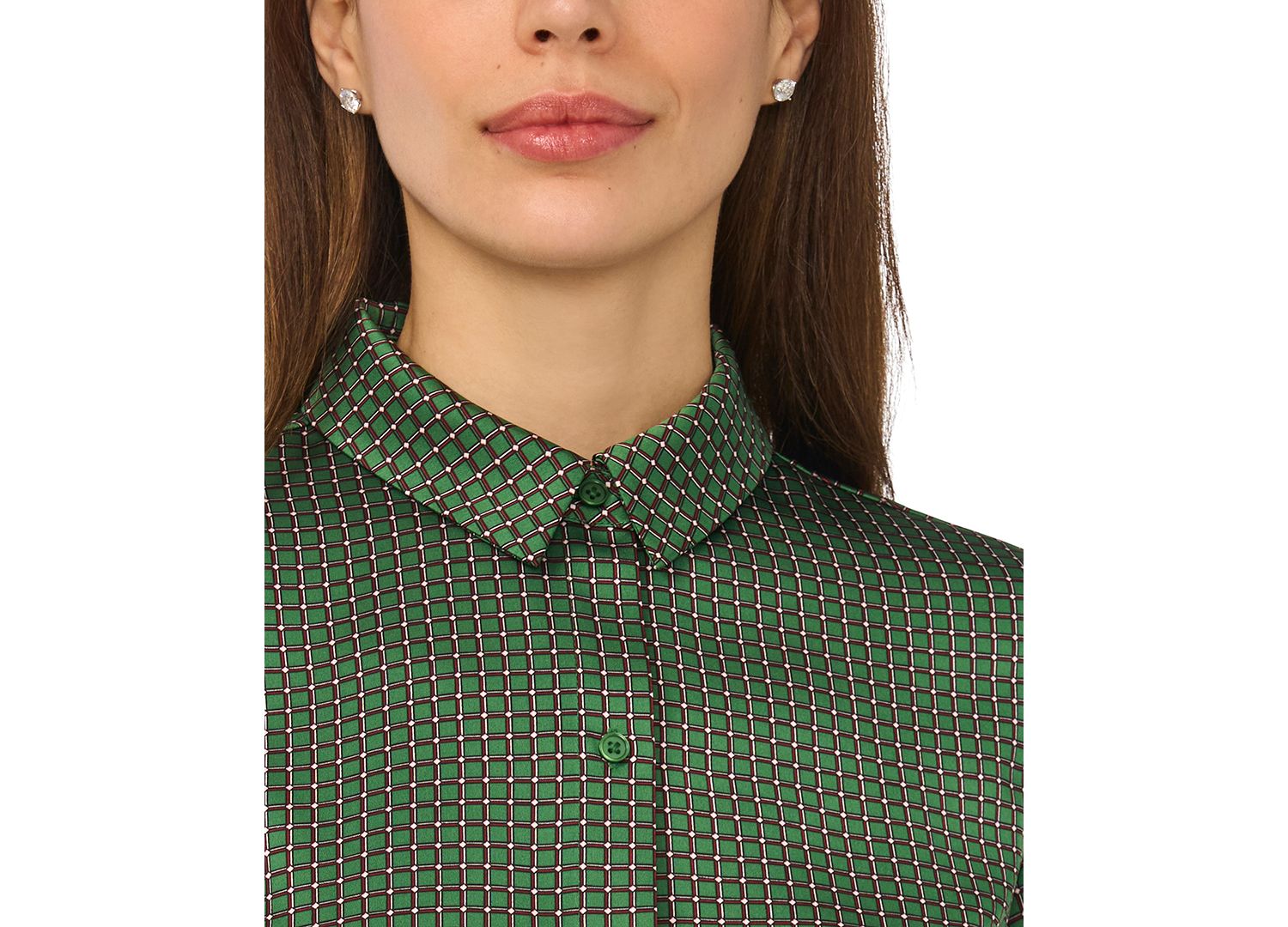 Women's Long-Sleeve Satin Collared Blouse