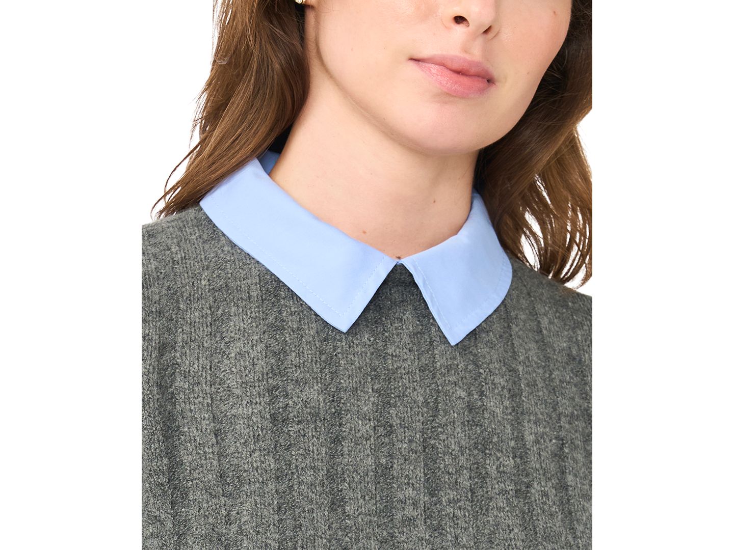 Женский свитер CeCe Long-Sleeve Collared Twofer, цвет: Соляной — фото 2