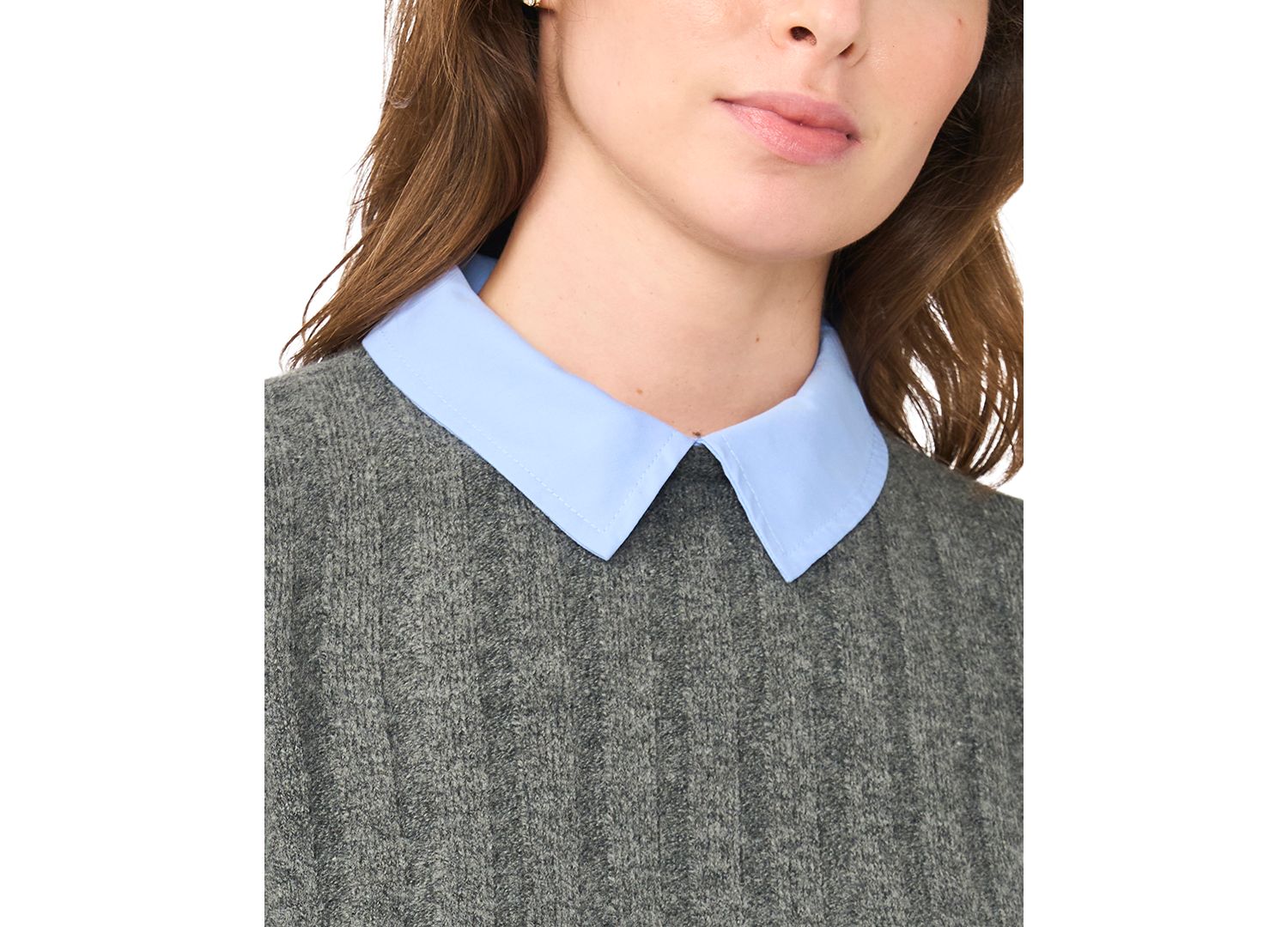 Women's Long-Sleeve Collared Twofer Sweater