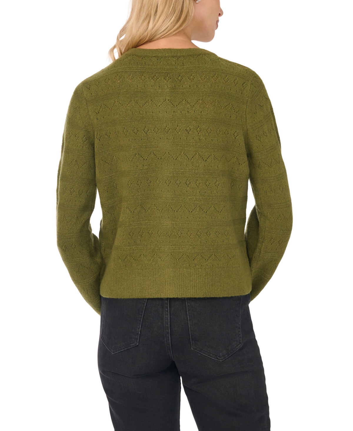 CeCe Women's Pointelle Lace-Trim Cardigan