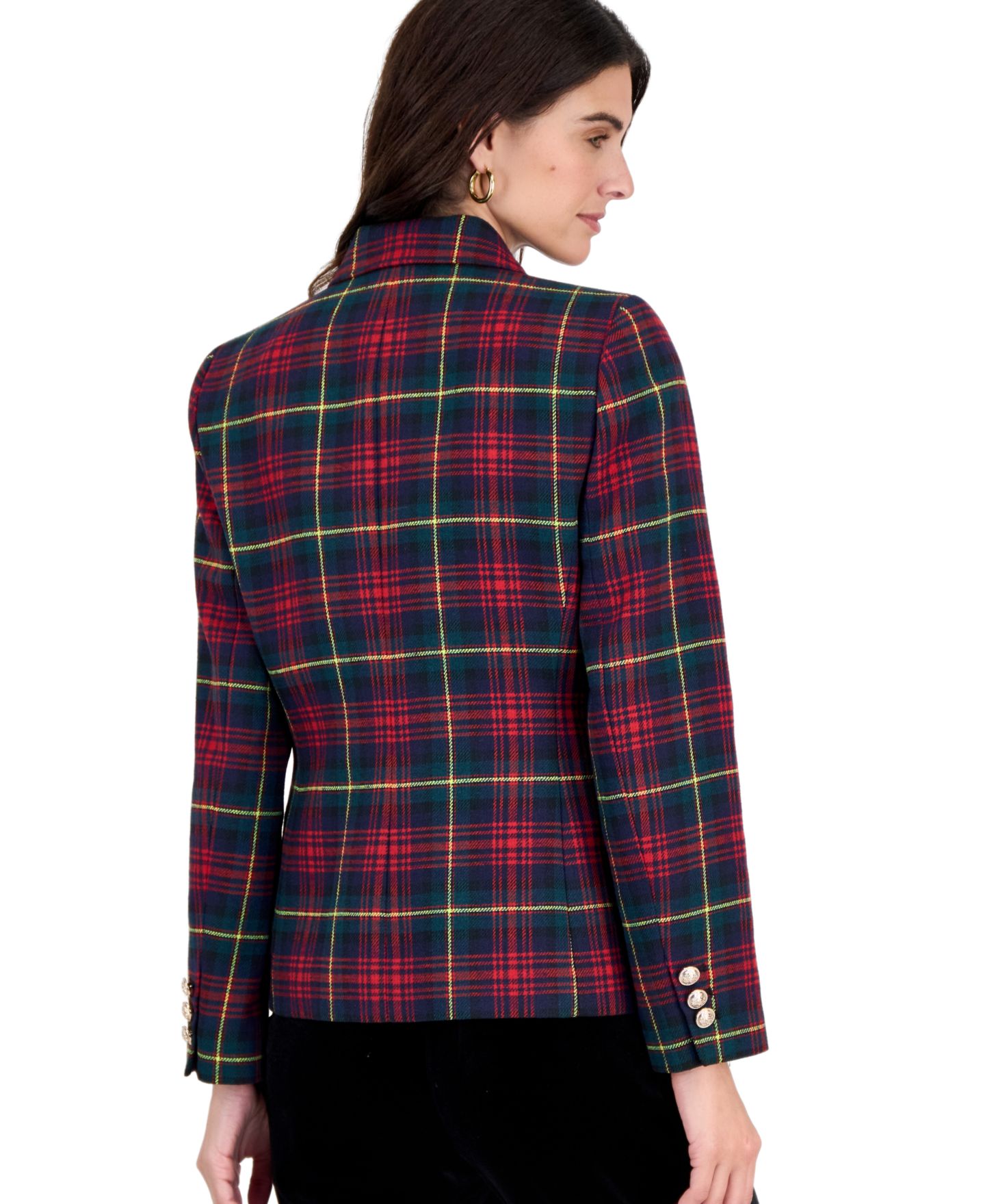 Женский пиджак Tahari ASL Plaid Shoulder-Padded, цвет: Чёрный сосновый разноцветный — фото 2