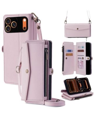 Removable Wrist and Crossbody Straps Wallet Case for iPhone 12-17