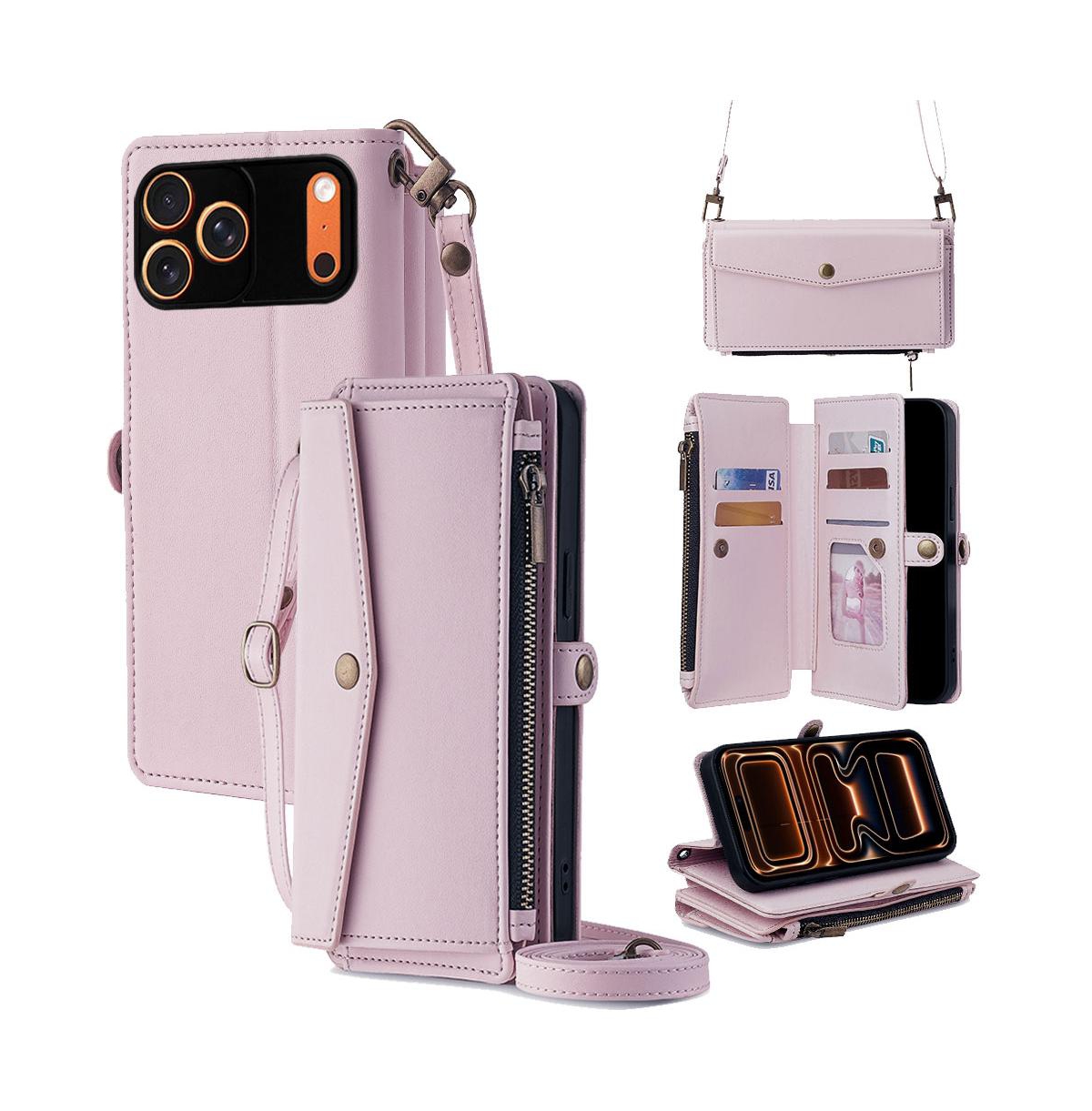 Artudatech Removable Wrist and Crossbody Straps Wallet Case for iPhone 12-17