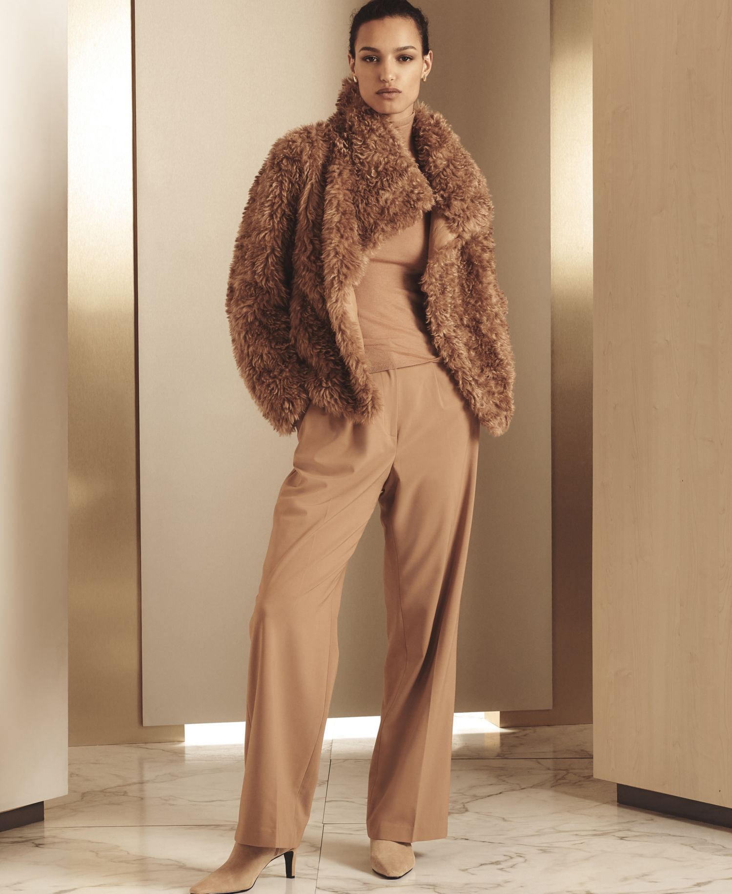 Women's Faux Fur Mock Neck Jacket
