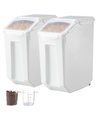 4.5 Gallon Airtight Rice and Pet Food Storage Container 2 Pack with Wheels and Measuring Cups