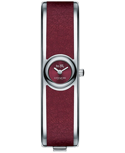 COACH Women's Scout Stainless Steel & Burgundy Leather Bangle Bracelet Watch 26mm 14502605