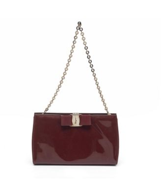 Miss Vara Patent Leather Bow Chain-Strap Clutch
