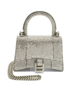 Balenciaga Hourglass Mini Suede Embellished Satchel, 3" W x 5" H x 7" D