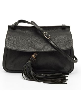 Women's Bamboo Daily Tassel Pebbled Leather Shoulder Bag