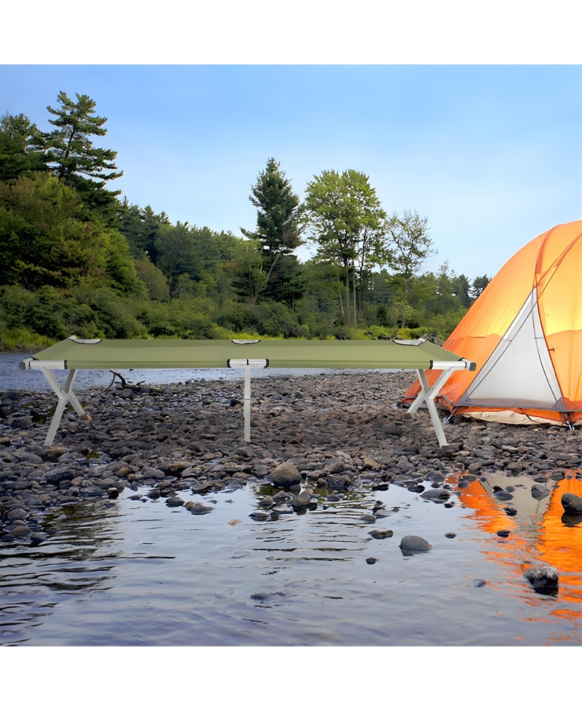 Sevorley Portable Folding Camping Cot with Aluminum Frame, Oxford Fabric and Carry Bag for Travel and Guest Use