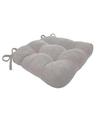 Luxe Living Plush Solid Colored Textured Stain Resistant Chair Cushions Pads With Tear Proof Ties - 1 Piece