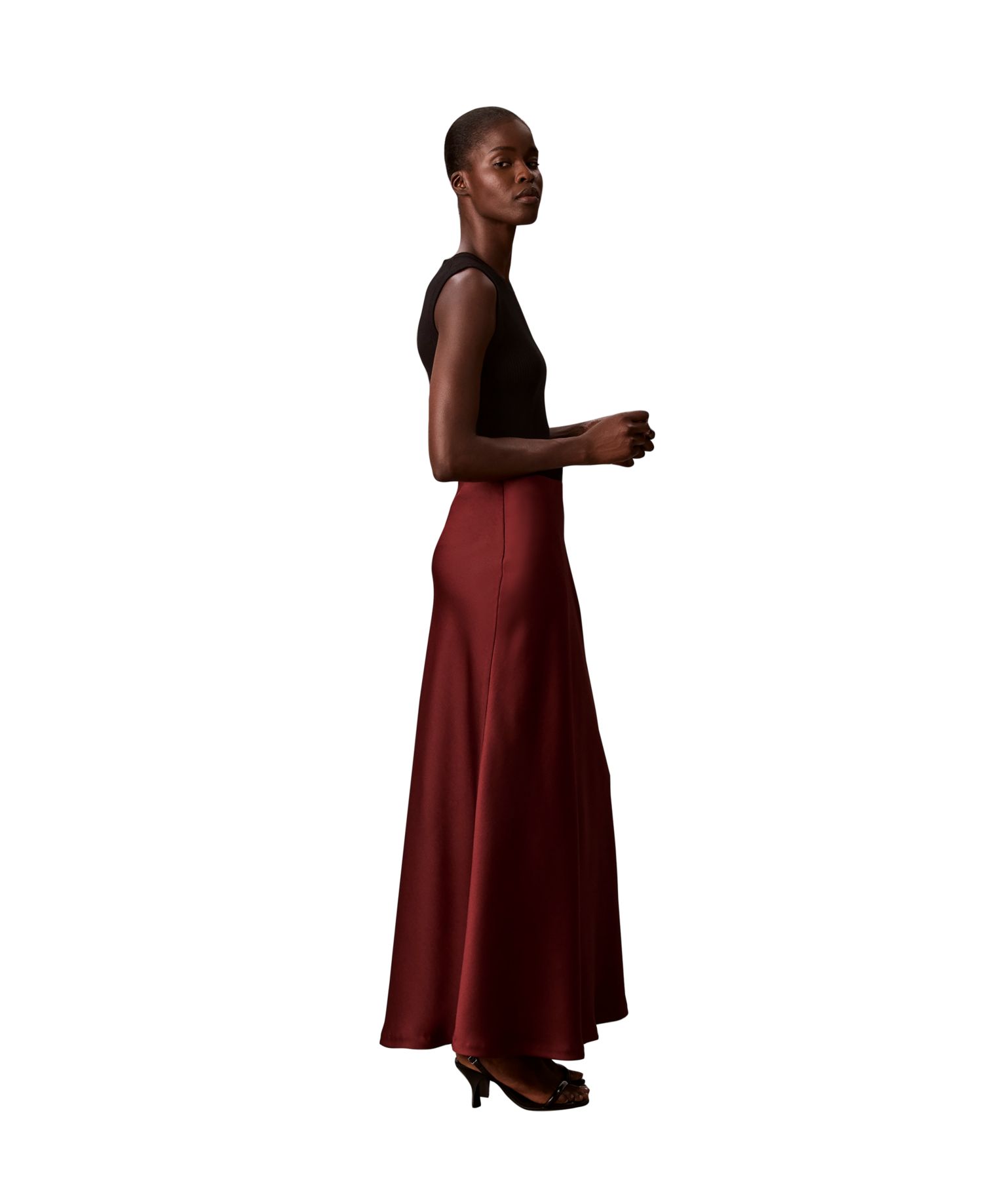 Petite Pull-On Satin Maxi Skirt