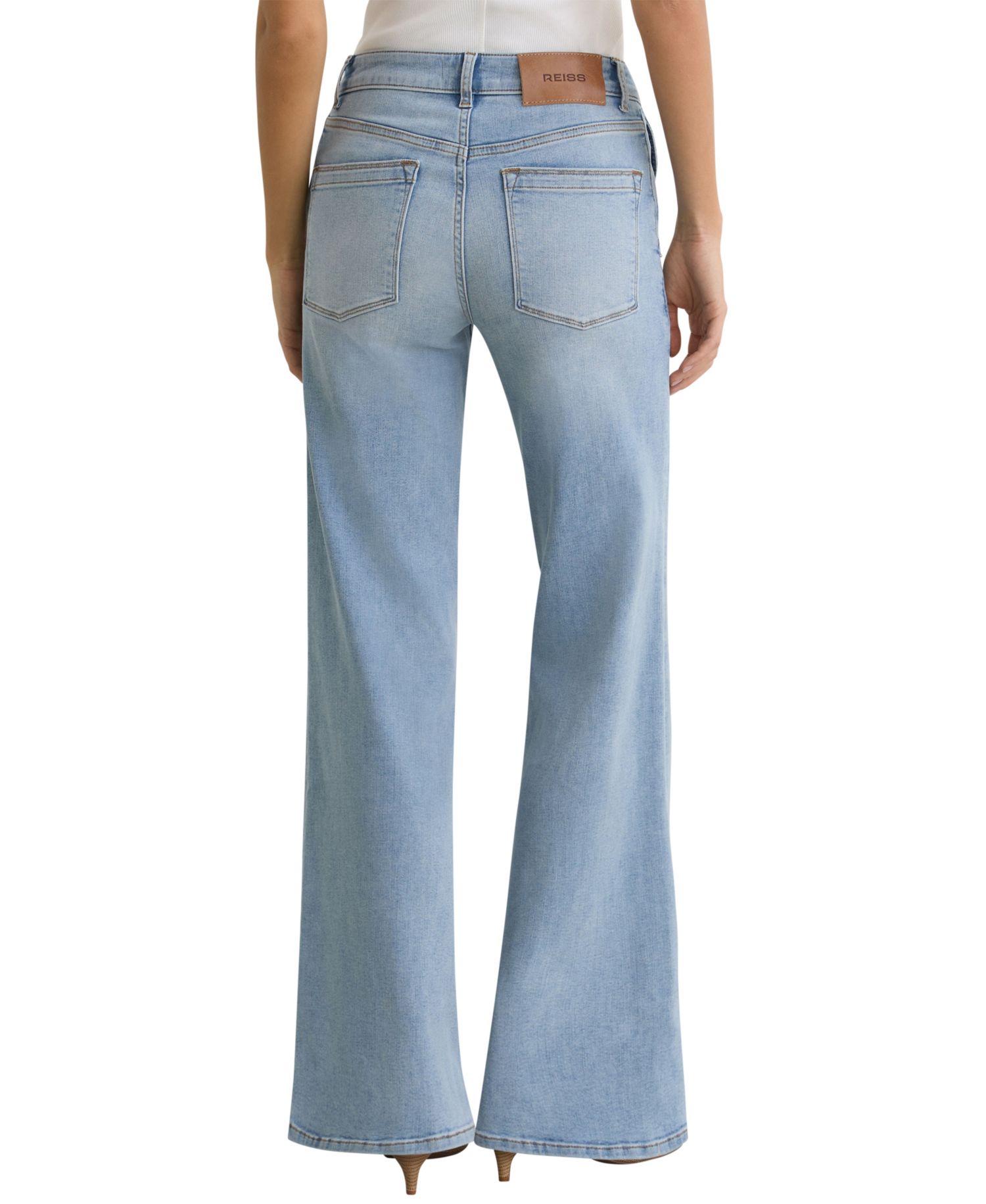 Petite Addie High-Rise Wide-Leg Light-Wash Denim Jeans
