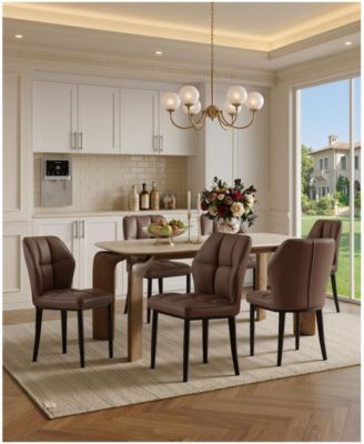 Mid-Century Upholstered Dining Chairs, Armless with Metal Legs for Kitchen and Dining Room